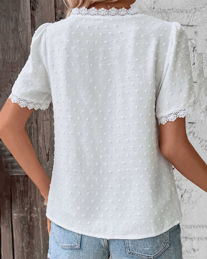 Women’s Elegant Lace Blouse | Puff Sleeve Design