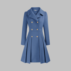 Women's Elegant Double Button Long Sleeve Coat Tailored Fit Stylish Outerwear