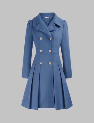 Women's Elegant Double Button Long Sleeve Coat Tailored Fit Stylish Outerwear