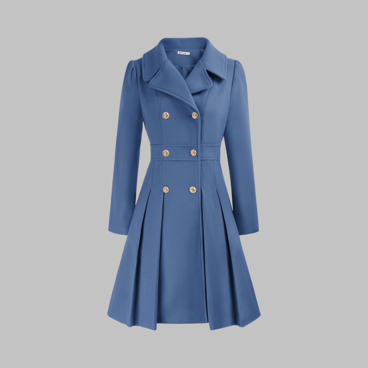 Women's Elegant Double Button Long Sleeve Coat Tailored Fit Stylish Outerwear