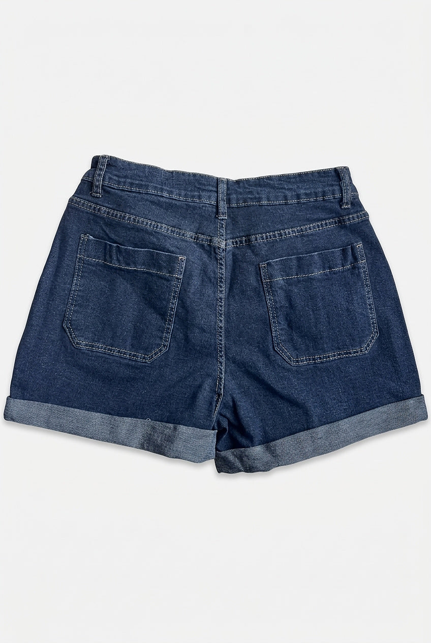 Women's High Waisted Button Front Denim Shorts