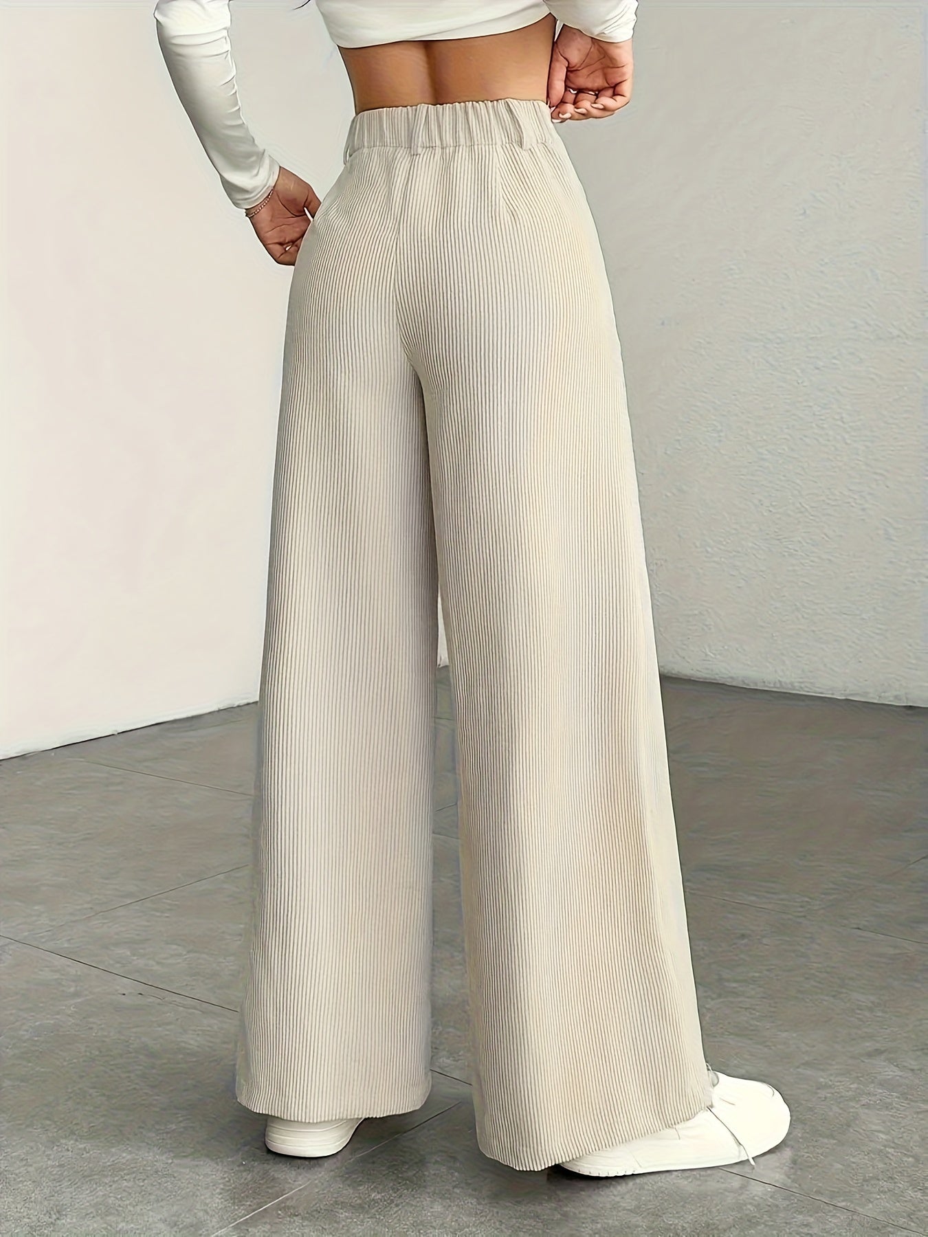 Women's High-Waisted Wide-Leg Trousers Relaxed Fit Tailored Style Chic Everyday