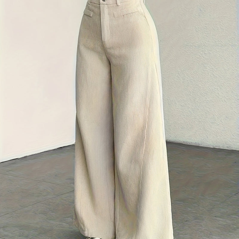 Women's High-Waisted Wide-Leg Trousers Relaxed Fit Tailored Style Chic Everyday