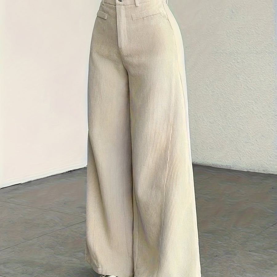 Women's High-Waisted Wide-Leg Trousers Relaxed Fit Tailored Style Chic Everyday