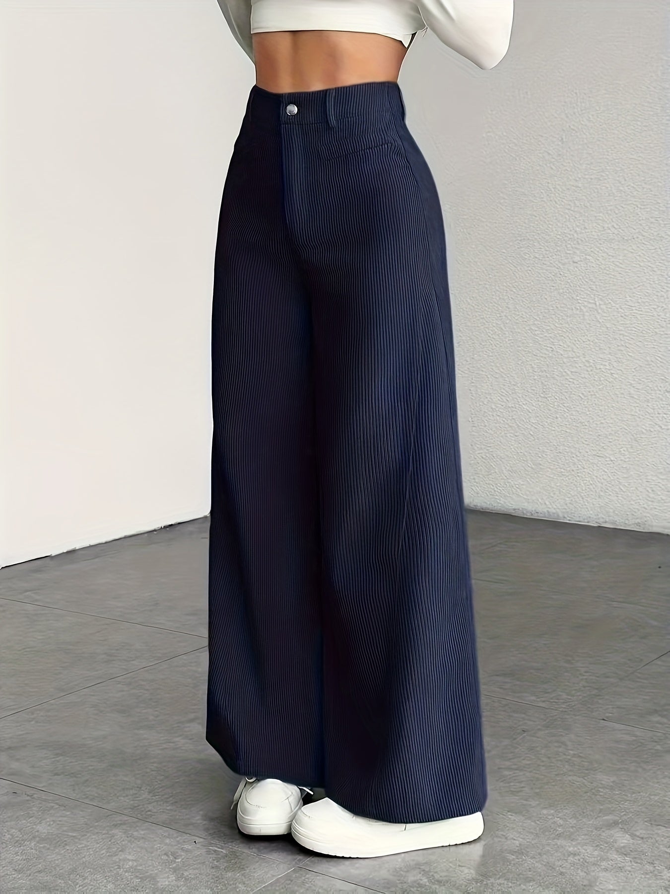 Women's High-Waisted Wide-Leg Trousers Relaxed Fit Tailored Style Chic Everyday