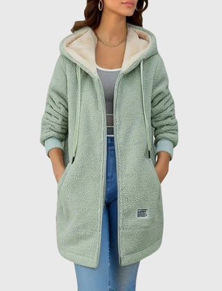 Women's Hooded Fleece Jacket Zip Front Casual Layering Stylish Everyday