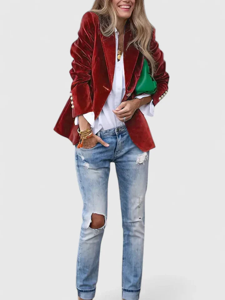 Women's Tailored Blazer Structured Fit Long Sleeve Notched Collar Smart-Casual