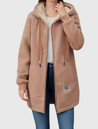 Women's Hooded Fleece Jacket Zip Front Casual Layering Stylish Everyday