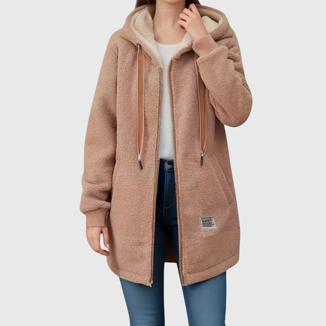 Women's Hooded Fleece Jacket Zip Front Casual Layering Stylish Everyday