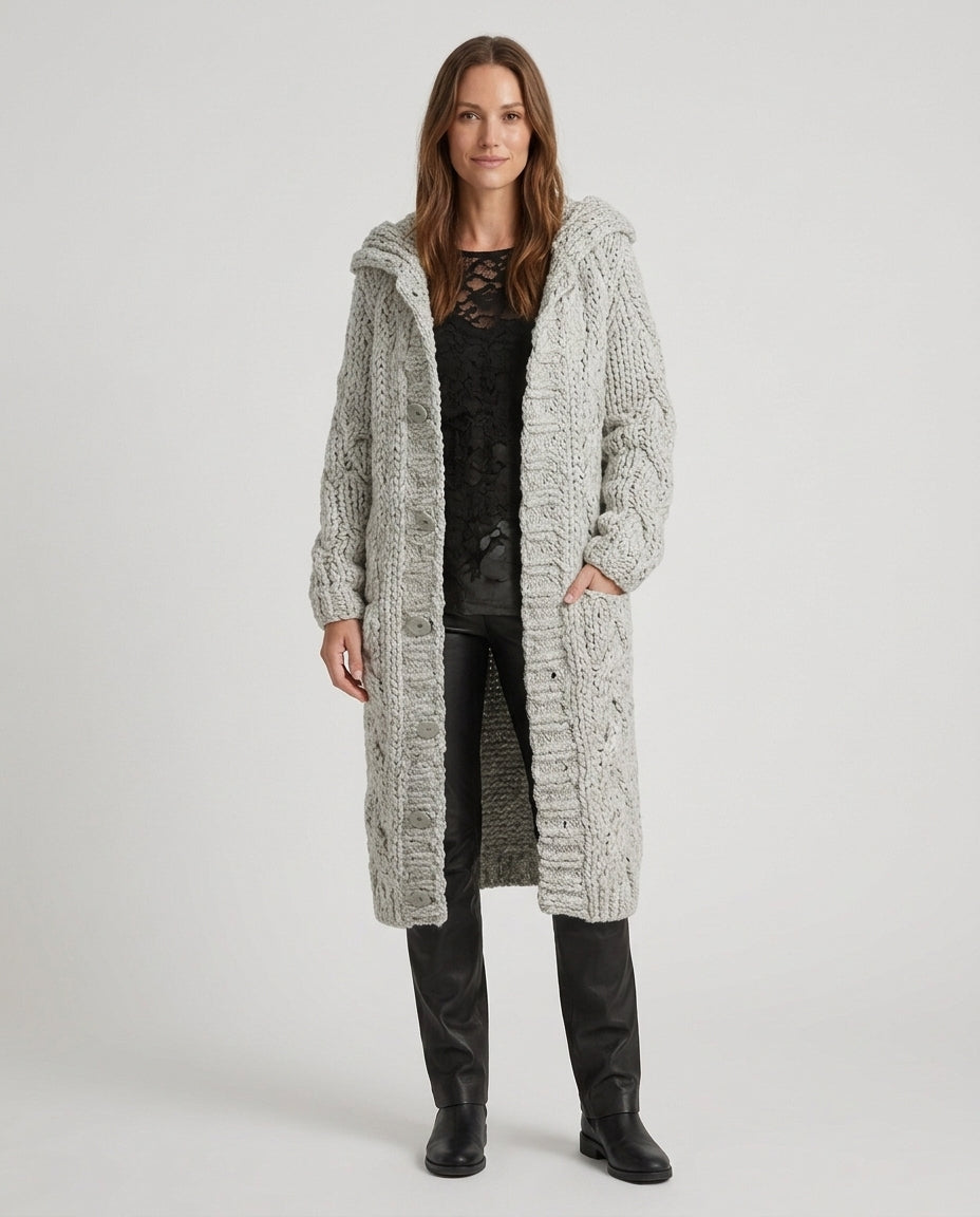 Women’s Cable Knit Hooded Cardigan