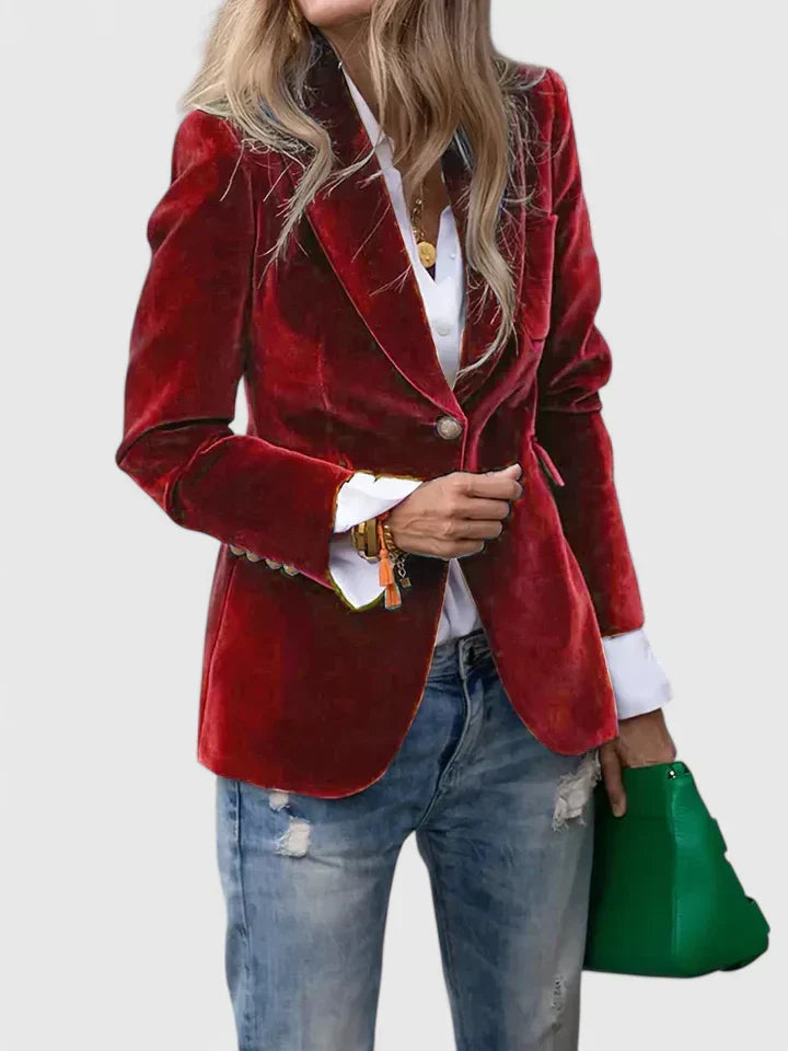 Women's Tailored Blazer Structured Fit Long Sleeve Notched Collar Smart-Casual