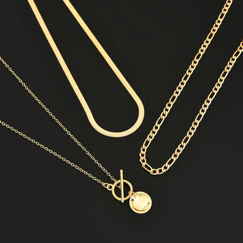 Women's Gold Layered Textured Necklace Statement Jewellery Jewelry Gift for Women Weddings Parties Prom and Everyday Wear