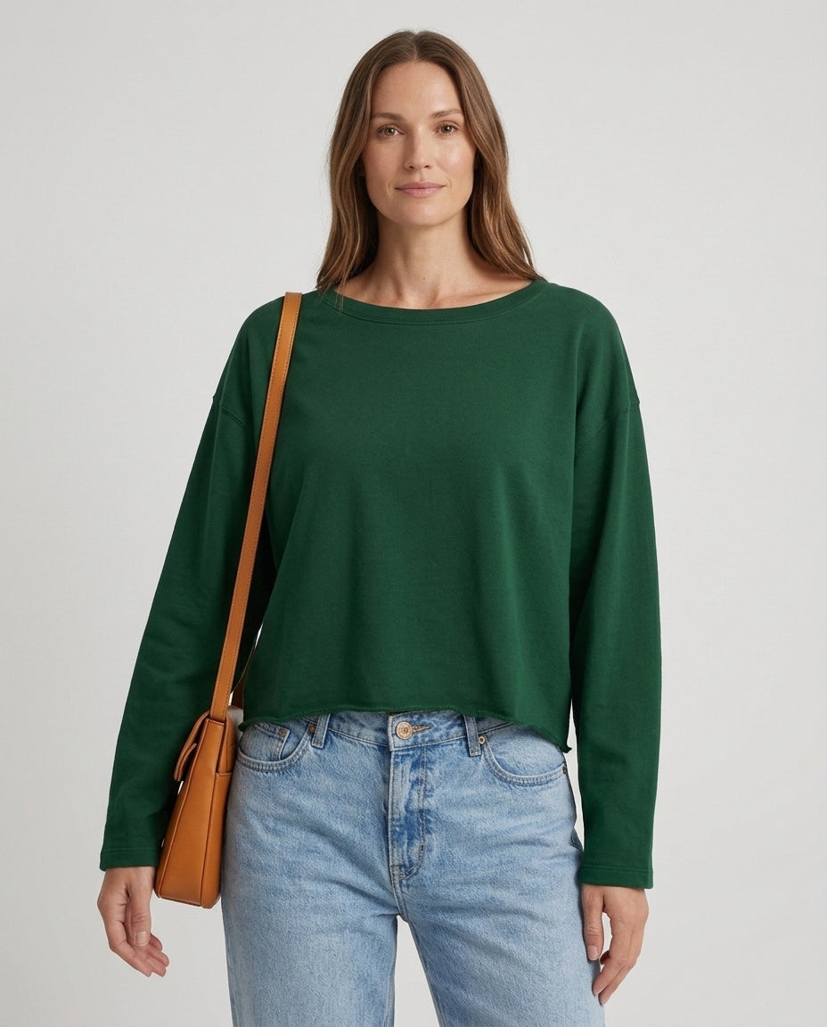 Women’s Long Sleeve Crew Neck Crop Top