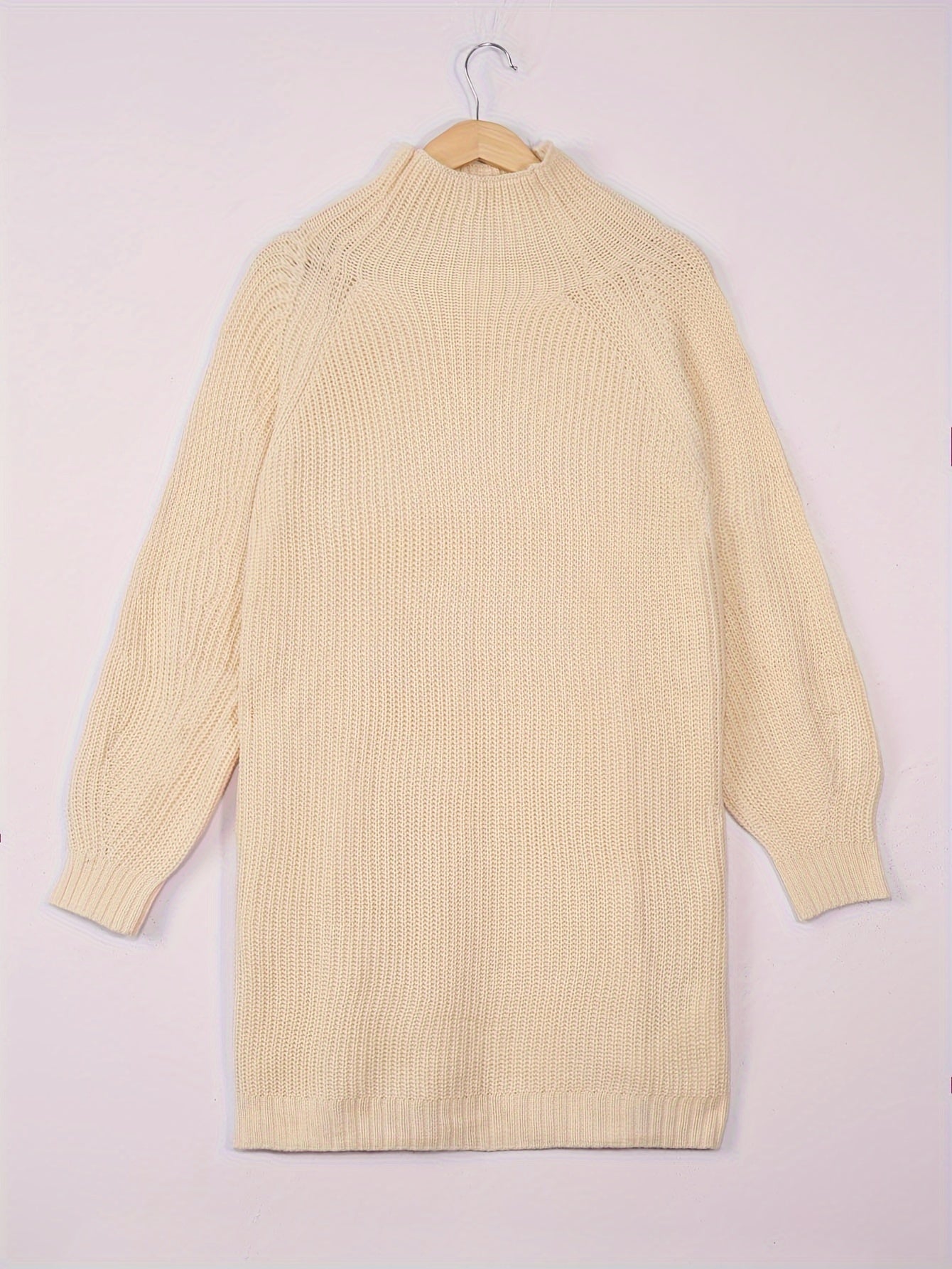 Women's Relaxed Midi Sweater Dress Half-Turtleneck Cozy Casual Everyday