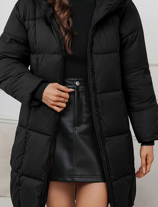 Women's Quilted Puffer Coat Hooded Long Sleeve Casual Winter Outerwear