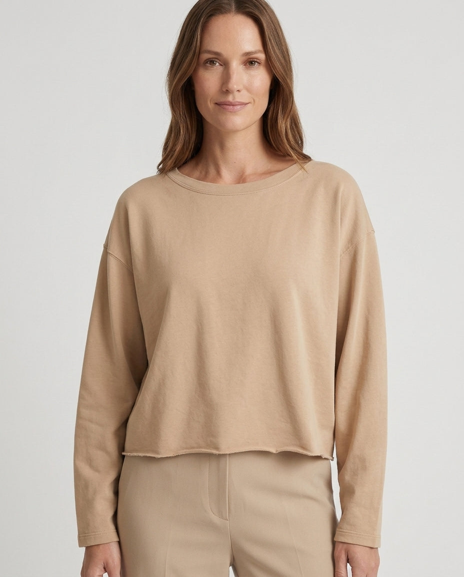 Women’s Long Sleeve Crew Neck Crop Top