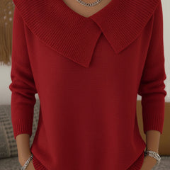 Women's Stylish Knit Sweater Relaxed Fit Long Sleeve Crew Neck Casual Wear