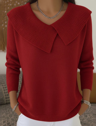 Women's Stylish Knit Sweater Relaxed Fit Long Sleeve Crew Neck Casual Wear