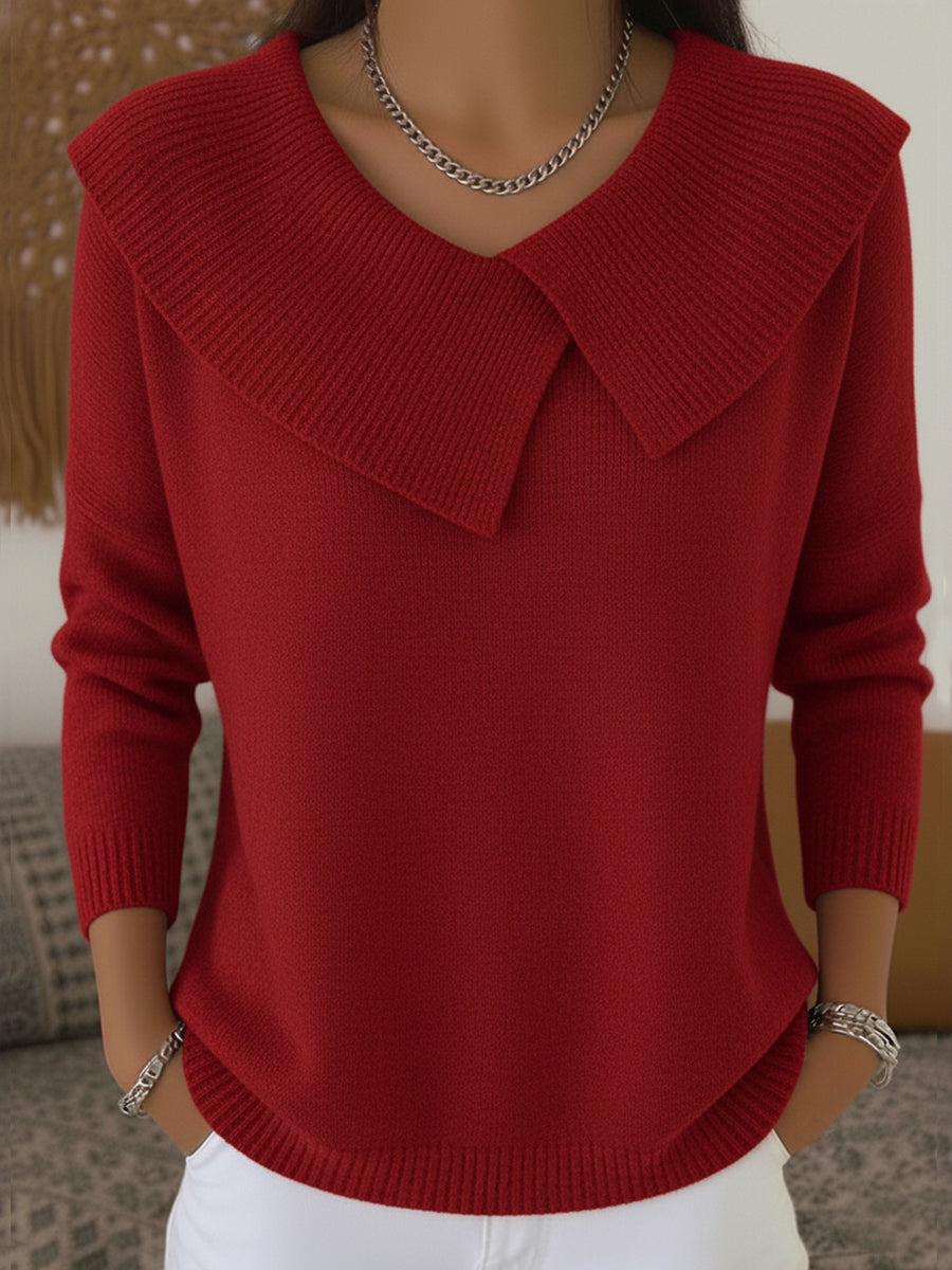 Women's Stylish Knit Sweater Relaxed Fit Long Sleeve Crew Neck Casual Wear