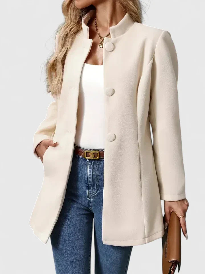 Women's Elegant Jacket Tailored Fit Long Sleeve Notched Collar Classic Occasion