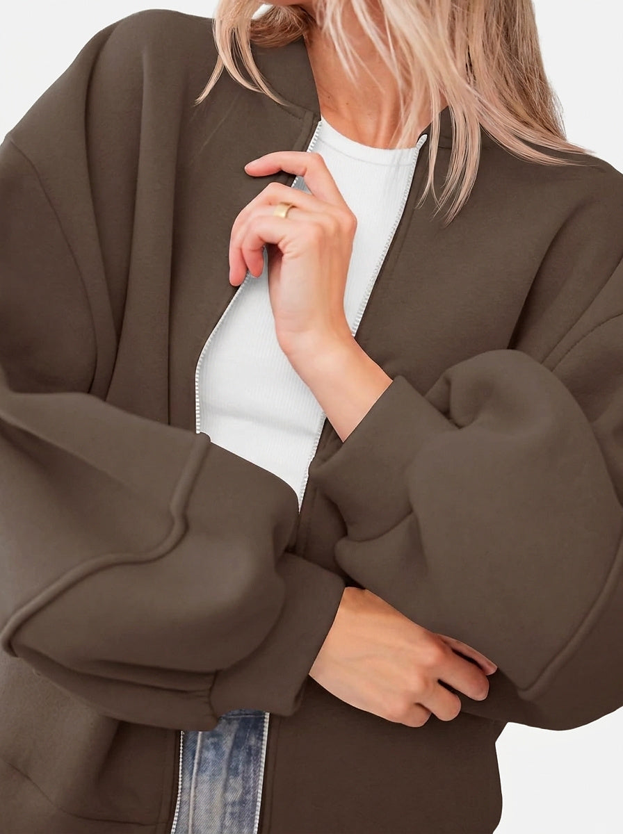 Women’s Bomber Jacket with Lantern Sleeves