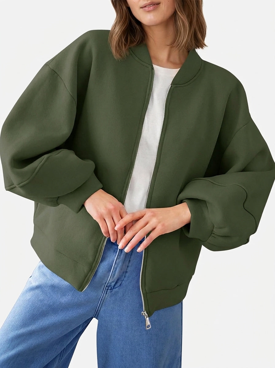 Women’s Bomber Jacket with Lantern Sleeves