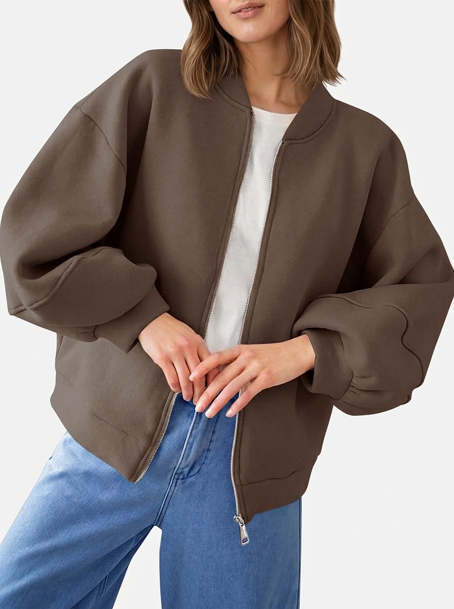 Women’s Bomber Jacket with Lantern Sleeves
