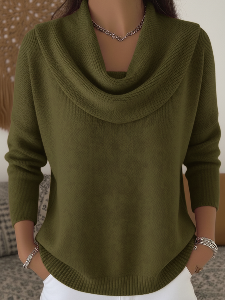 Women's Cowl Collar Sweater Knitwear for Autumn Winter Layering Cosy Days and Everyday Wear