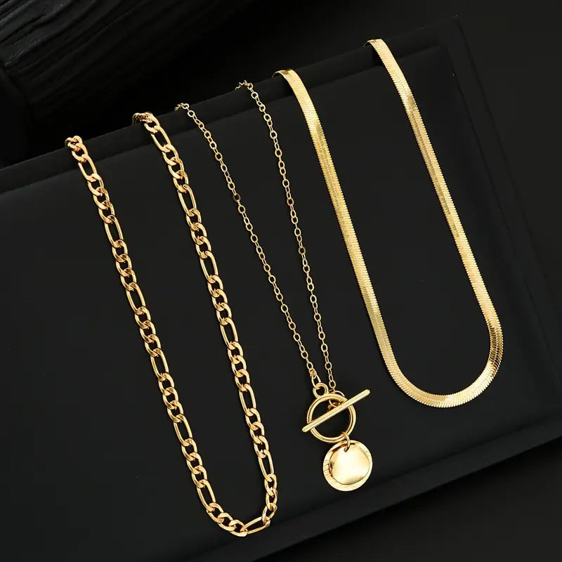 Women's Gold Layered Textured Necklace Statement Jewellery Jewelry Gift for Women Weddings Parties Prom and Everyday Wear
