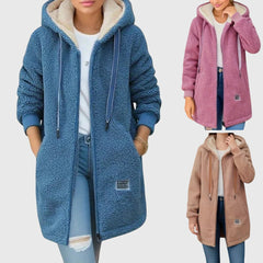 Women's Hooded Fleece Jacket Zip Front Casual Layering Stylish Everyday