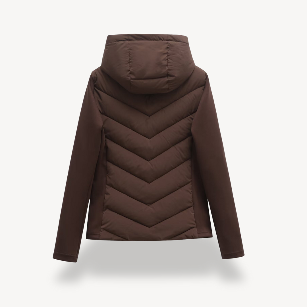 Women's Quilted Jacket Hooded Zip Closure Stylish Casual Layering