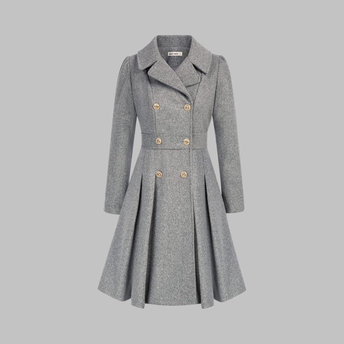 Women's Elegant Double Button Long Sleeve Coat Tailored Fit Stylish Outerwear