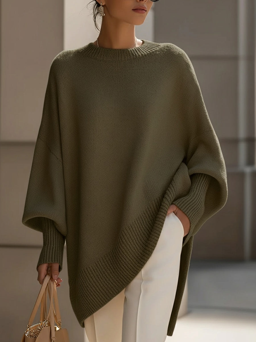 Women's Oversized Knit Sweater Crew Neck Relaxed Fit Casual Everyday
