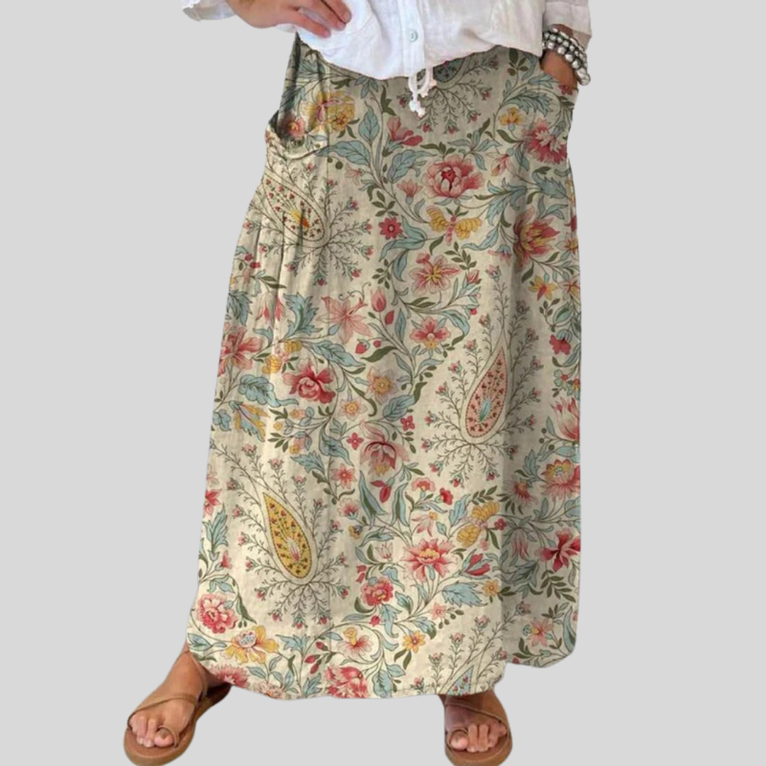 Women's Floral Pocket Vintage Skirt Outfit for Work Brunch Parties Holidays and Everyday Wear