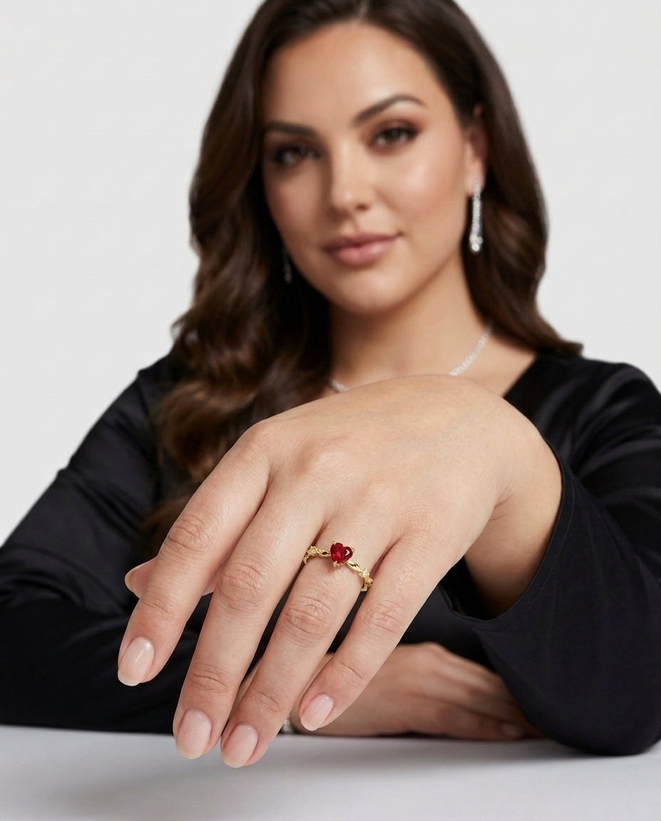 Women's White Gold Amoura Ring Statement Jewellery Jewelry Gift for Women Weddings Parties Prom and Everyday Wear - Gold Front [Lystr 6ac8da918e6722b849330ea8:gold:front]