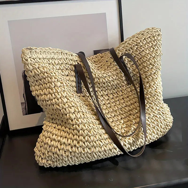 Women's Straw Beach Tote Purse Bag for Work Travel Holidays Shopping Commutes and Everyday Use