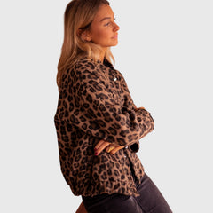 Women's Stylish Jacket Leopard Print Relaxed Fit Long Sleeve Casual Everyday