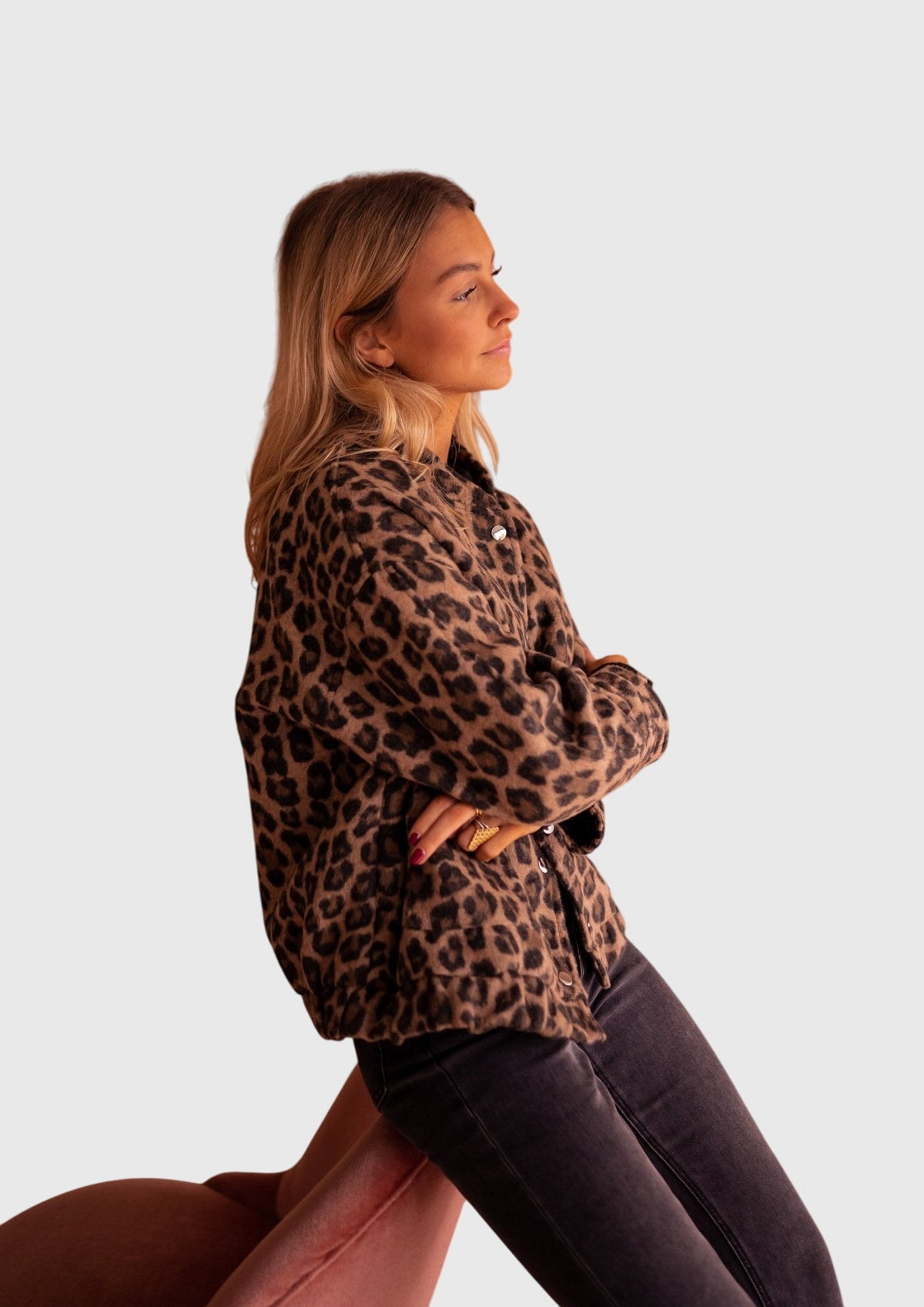 Women's Stylish Jacket Leopard Print Relaxed Fit Long Sleeve Casual Everyday