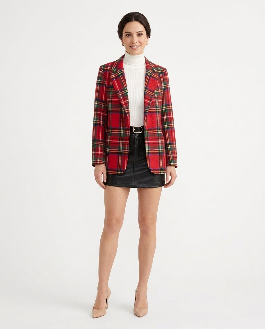 Women’s Plaid Blazer Long Sleeve Jacket