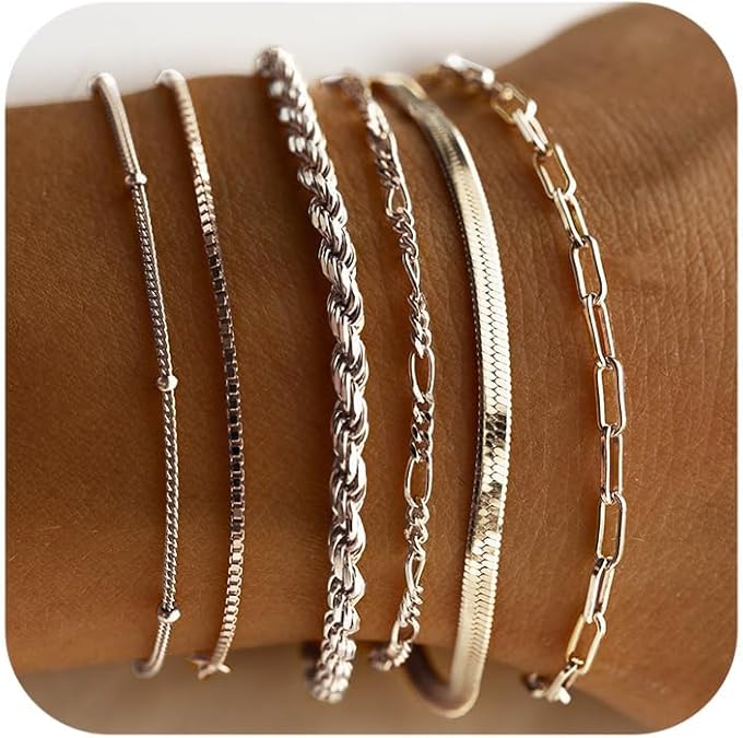 Women's White Gold Bracelet Set Statement Jewellery Jewelry Gift for Women Weddings Parties Prom and Everyday Wear