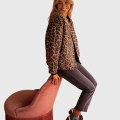 Women's Stylish Jacket Leopard Print Relaxed Fit Long Sleeve Casual Everyday