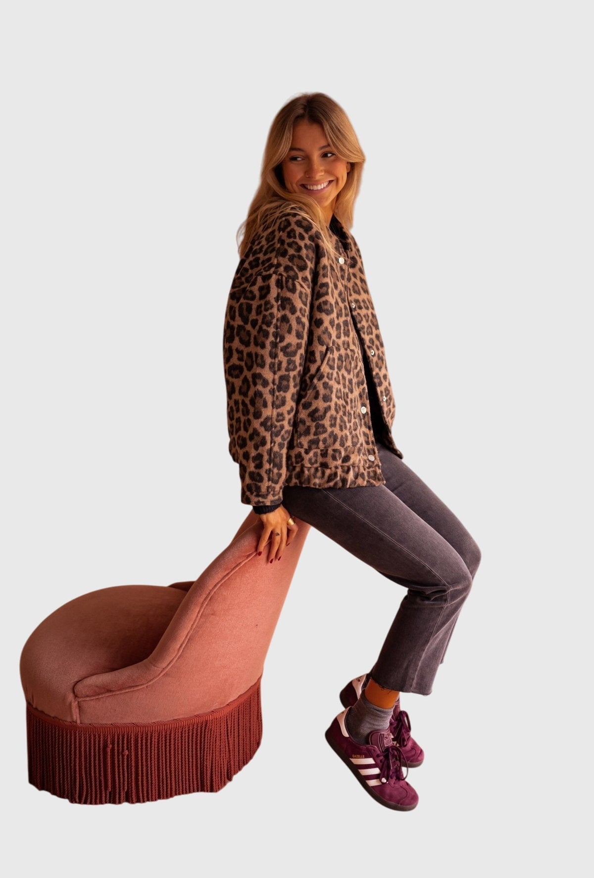 Women's Stylish Jacket Leopard Print Relaxed Fit Long Sleeve Casual Everyday