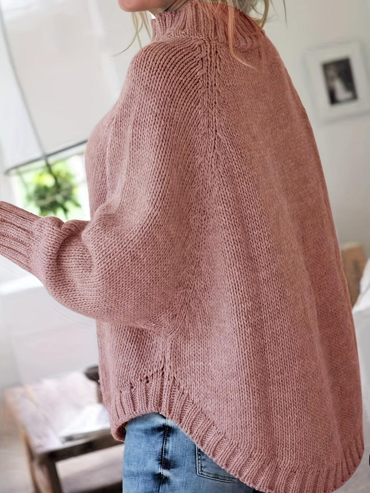 Women's Classic Cable Knit Mock Neck Sweater Cozy Fit Versatile Layering Casual Everyday