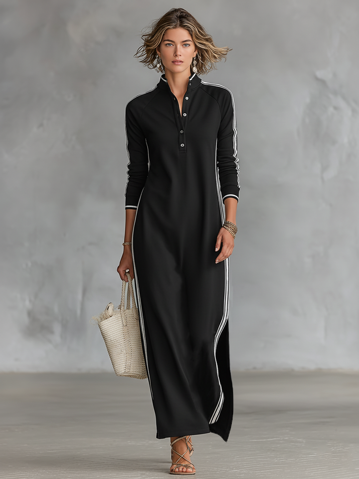 Women’s Minimalist White-trimmed Dress | Maxi