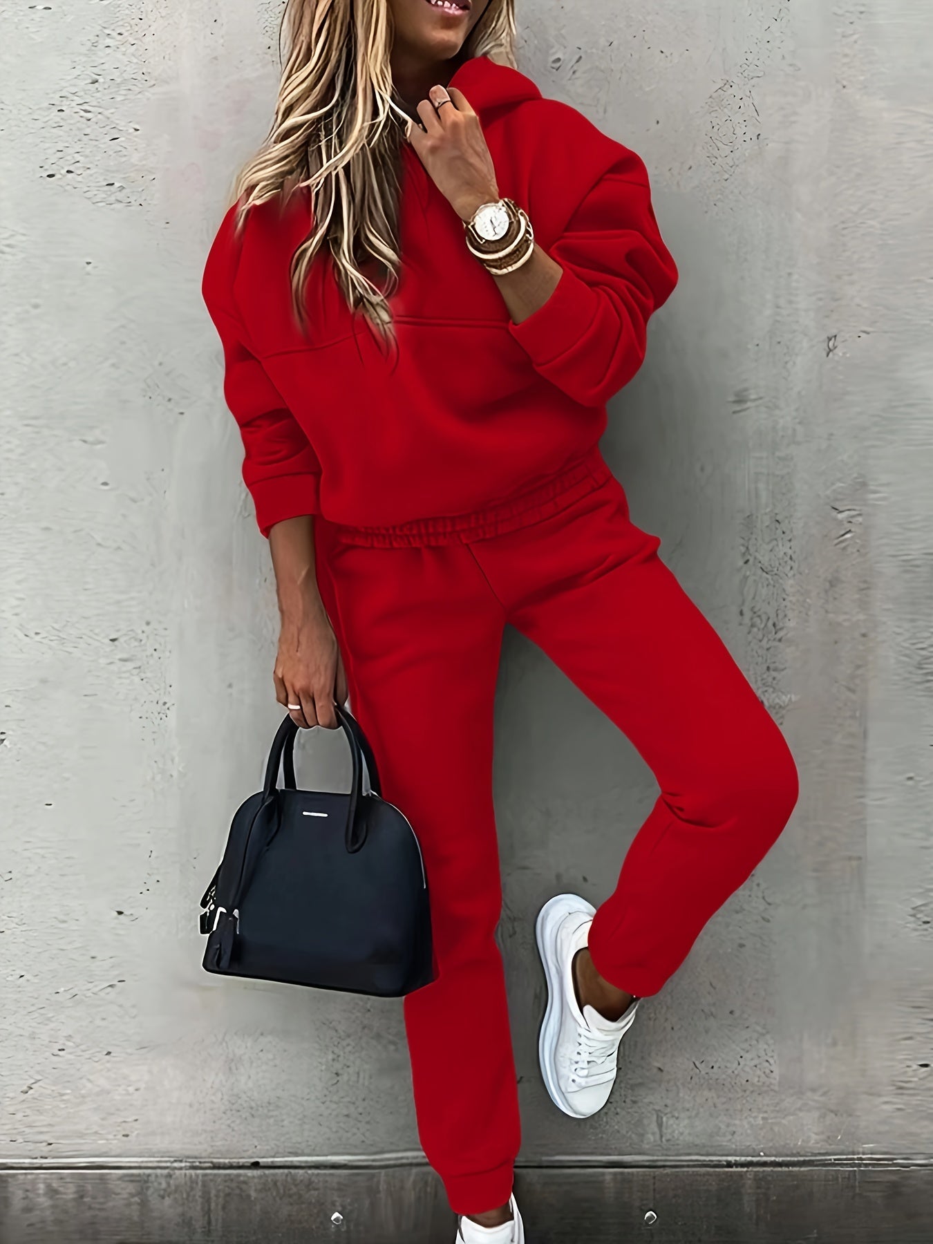 Women's Relaxed Two-Piece Set Hooded Design Casual Everyday Lounge