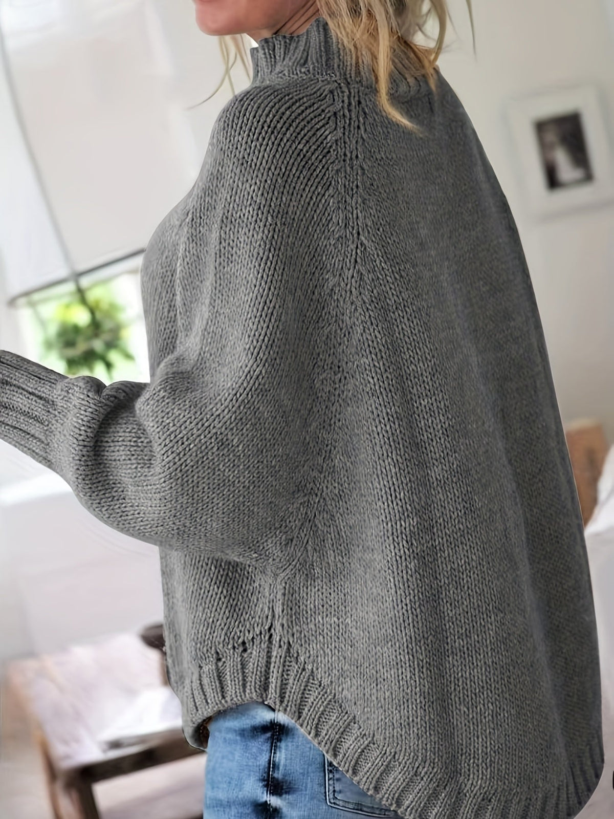 Women's Classic Cable Knit Mock Neck Sweater Cozy Fit Versatile Layering Casual Everyday