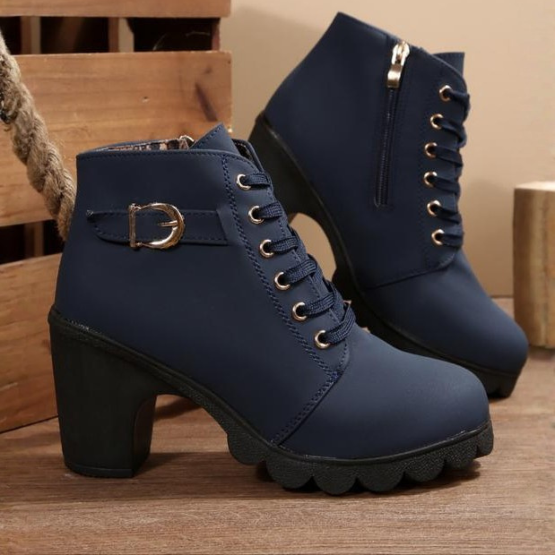 Women's Chunky Ankle Lace-Up Boots Footwear for Summer Holidays Weddings Parties and Everyday Wear
