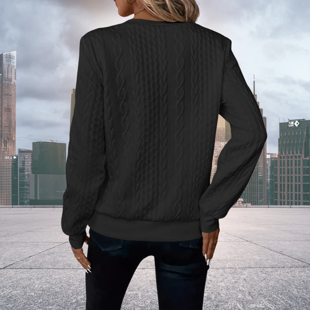 Women's Structured Sweater Elegant Fit Long Sleeve Crew Neck Casual Everyday