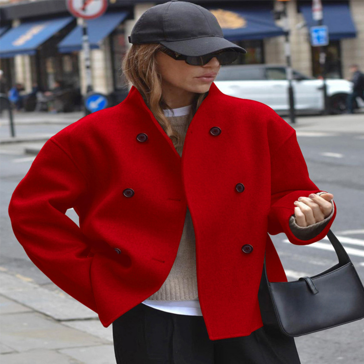 Women's Cozy Long Sleeve Stand Collar Coat Relaxed Fit Casual Layering