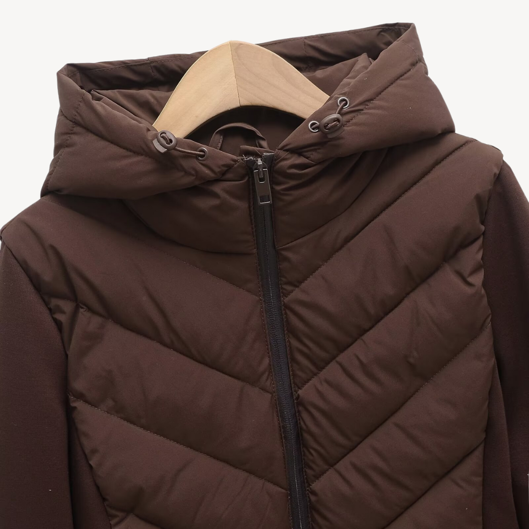 Women's Quilted Jacket Hooded Zip Closure Stylish Casual Layering